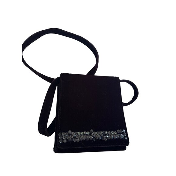 Kenneth Cole Reaction Black Velvet Purse With Sequin Accents - Picture 1 of 11